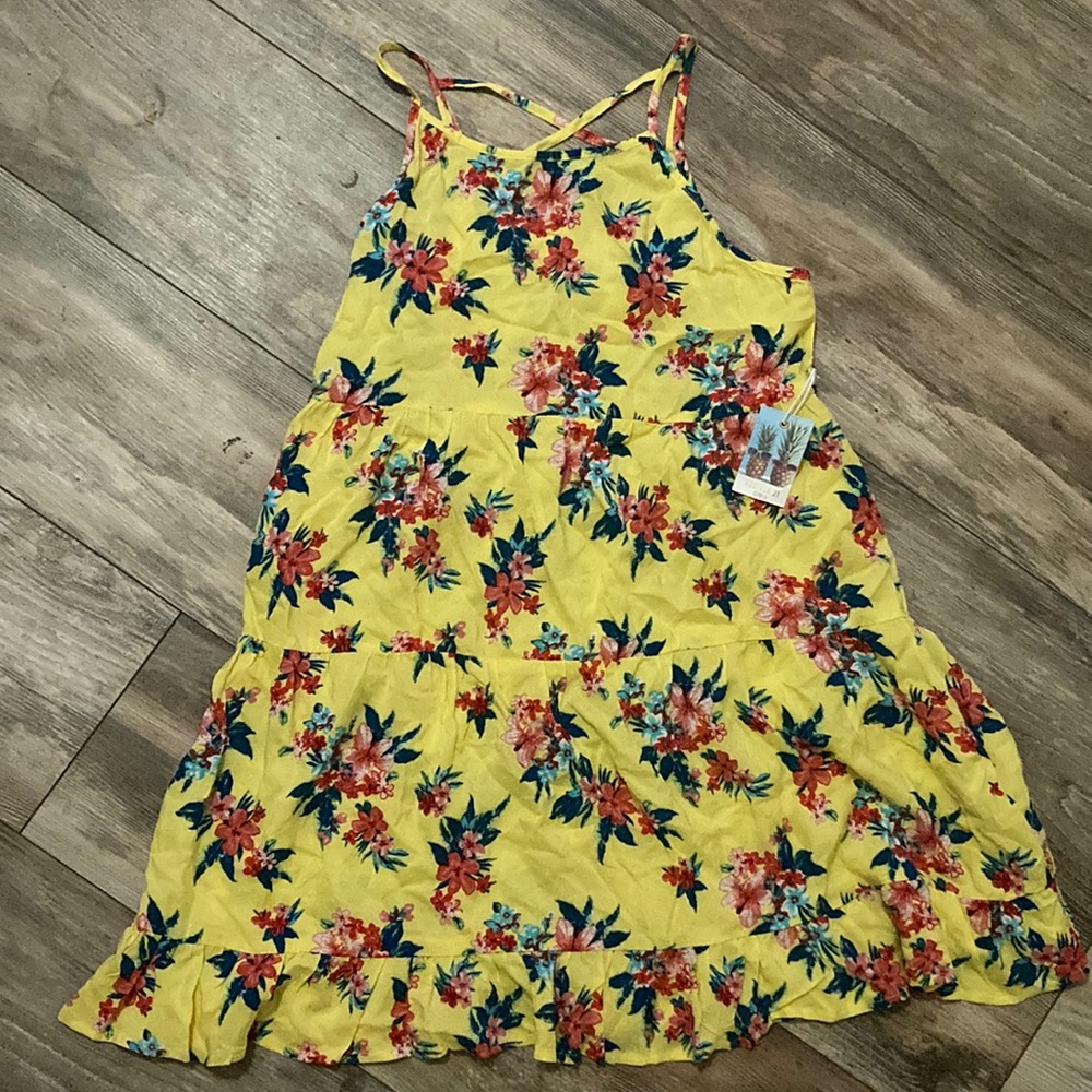 Forever 21 Girls Yellow Floral Dress Size 13/14 NWT